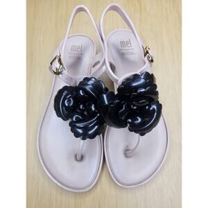 MINI MELISSA Mel dreamed solar ll pink black flower sandals Shoes Size 1